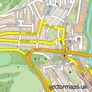Street map sample of Tonypandy, Mid Glamorgan