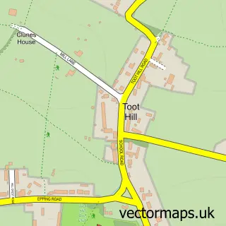 Street map sample of Toot Hill, Essex