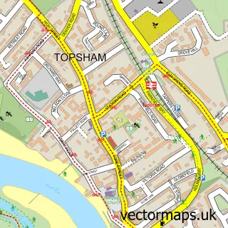 Street map sample of Topsham, Devon