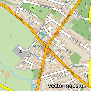 Street map sample of Torphins, Aberdeenshire