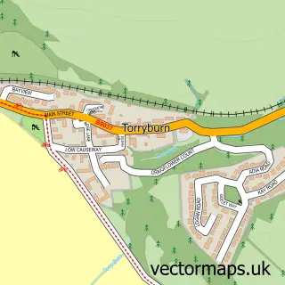 Street map sample of Torryburn, Fife