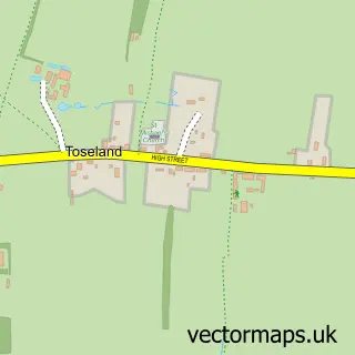 Street map sample of Toseland, Cambridgeshire