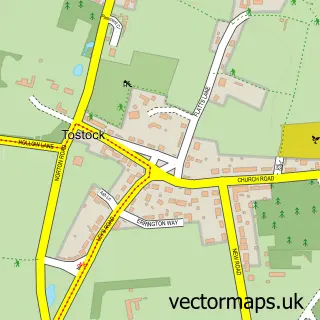 Street map sample of Tostock, Suffolk