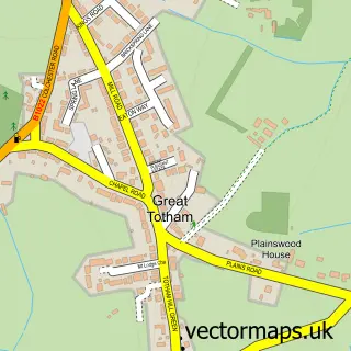 Street map sample of Totham Hill, Essex