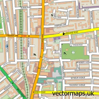 Street map sample of Tottenham, Greater London
