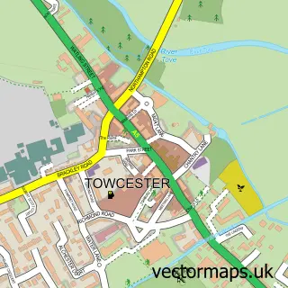 Street map sample of Towcester, Northamptonshire