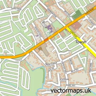 Street map sample of Towyn, Clwyd