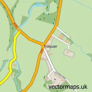 Street map sample of Traquair, Tweeddale