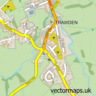 Street map sample of Trawden, Lancashire