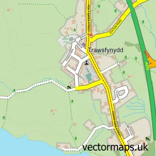 Street map sample of Trawsfynydd, Gwynedd