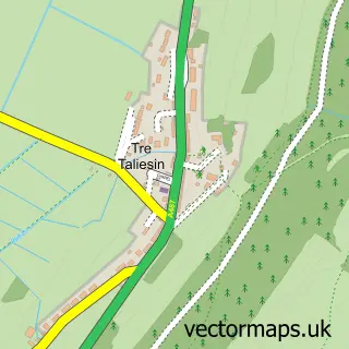 Street map sample of Tre Taliesin, Dyfed