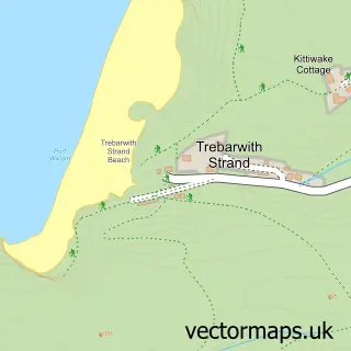 Street map sample of Trebarwith Strand, Cornwall