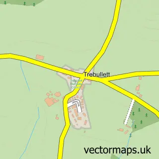 Street map sample of Trebullett, Cornwall