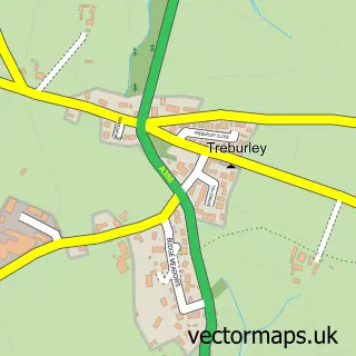 Street map sample of Treburley, Cornwall