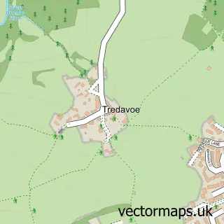 Street map sample of Tredavoe, Cornwall