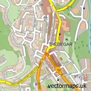Street map sample of Tredegar, Gwent