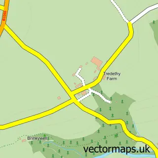 Street map sample of Tredethy, Cornwall