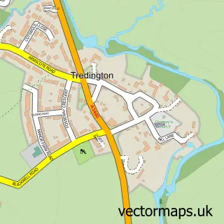 Street map sample of Tredington, Warwickshire