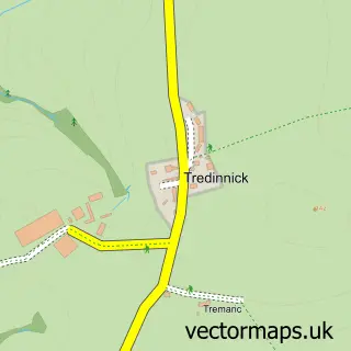 Street map sample of Tredinnick, Cornwall