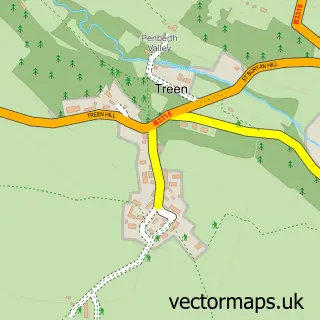 Street map sample of Treen, Cornwall