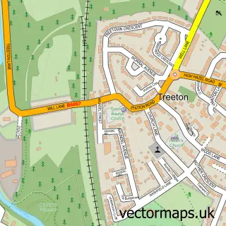 Street map sample of Treeton, South Yorkshire