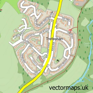 Street map sample of Trefechan, Mid Glamorgan