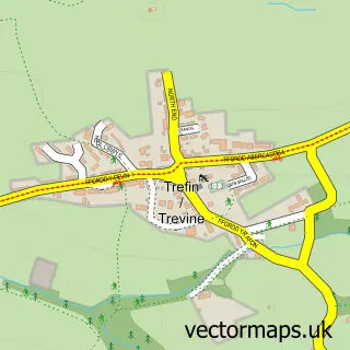 Street map sample of Trefin, Dyfed