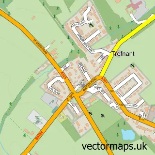 Street map sample of Trefnant, Clwyd