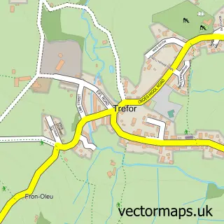 Street map sample of Trefor, Gwynedd