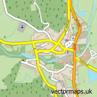 Street map sample of Trefriw, Clwyd