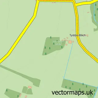 Street map sample of Tregaian, Gwynedd