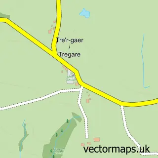 Street map sample of Tregare, Gwent
