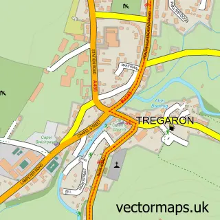 Street map sample of Tregaron, Dyfed