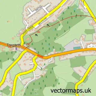 Street map sample of Tregarth, Gwynedd