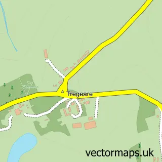 Street map sample of Tregeare, Cornwall
