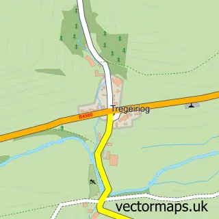 Street map sample of Tregeiriog, Clwyd