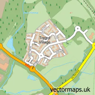 Street map sample of Tregof, West Glamorgan