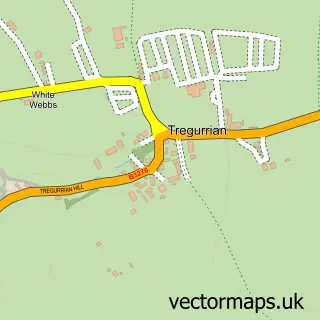 Street map sample of Tregurrian, Cornwall