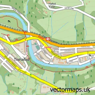 Street map sample of Trehafod, Mid Glamorgan