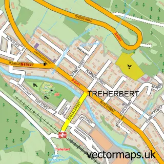 Street map sample of Treherbert, Mid Glamorgan