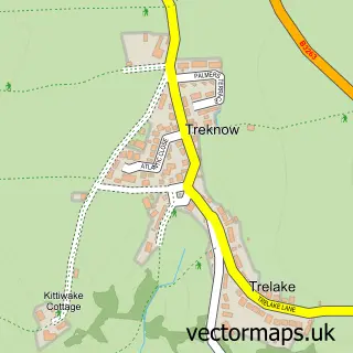 Street map sample of Treknow, Cornwall