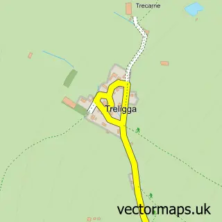 Street map sample of Treligga, Cornwall