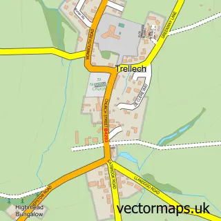 Street map sample of Trellech, Gwent