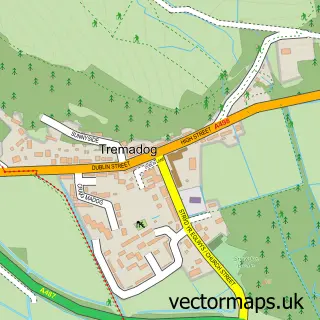 Street map sample of Tremadog, Gwynedd