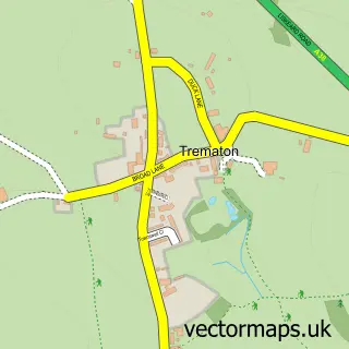 Street map sample of Trematon, Cornwall