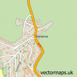 Street map sample of Trenance, Cornwall