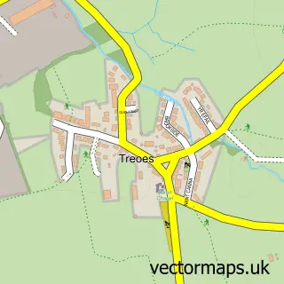 Street map sample of Treoes, South Glamorgan