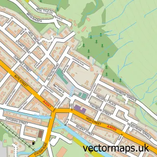 Street map sample of Treorchy, Mid Glamorgan