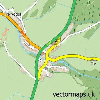 Street map sample of Tre'r-ddôl, Dyfed