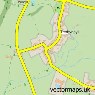Street map sample of Trerhingyll, South Glamorgan